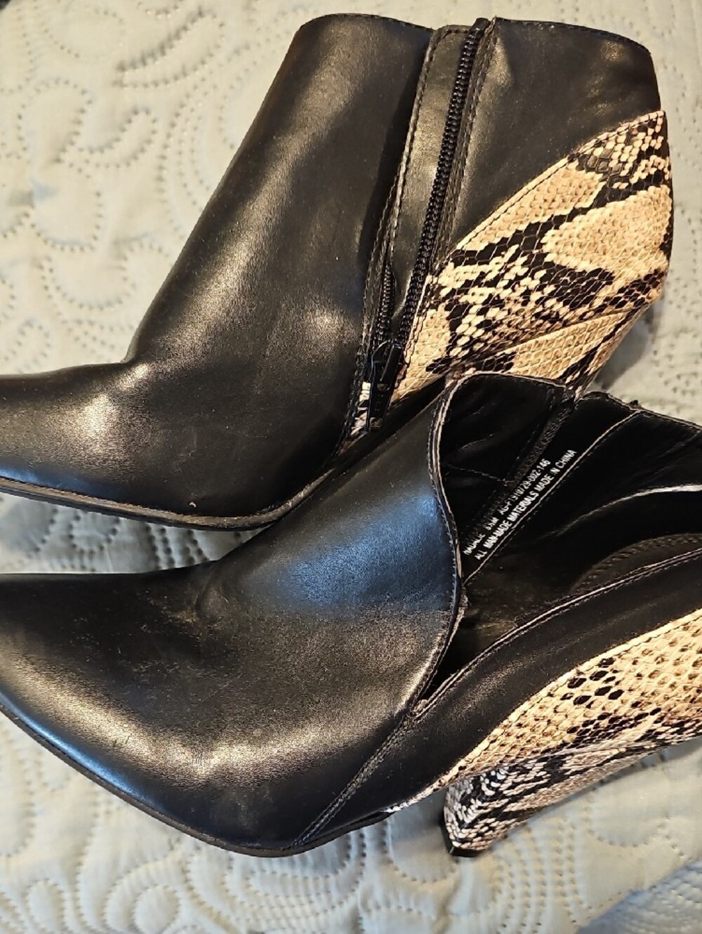 The Limited Women’s Black Ankle Booties with Snake-Print Heel - Picture 2 of 5